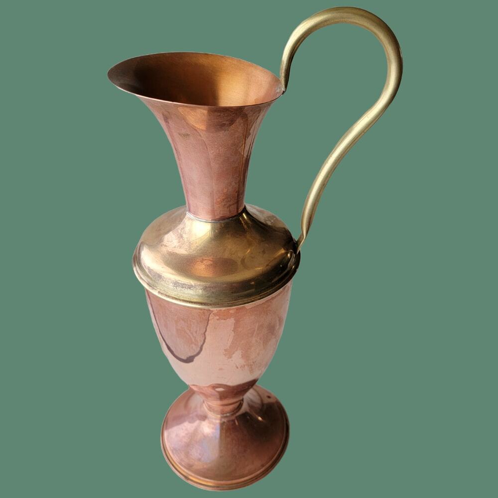 Vintage 1960s Copper and Brass Ewer Style Jug